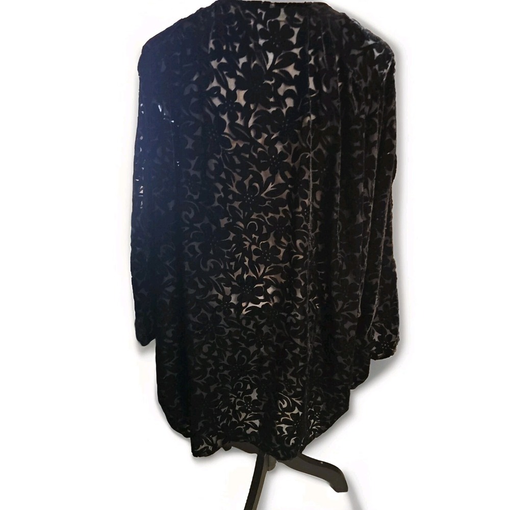 The Muses Lounge Stevie Black Velvet Burnout Open Kimono WhimsigothOSFA‎  78